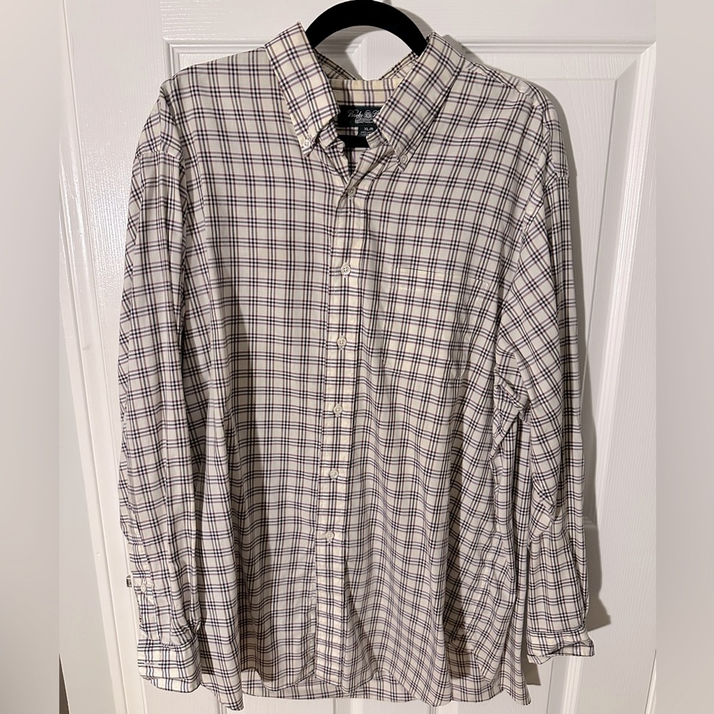 BROOKS BROTHERS Country Club~Size XL~Beige/Purple/Brown Button Down Shirt